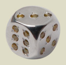 Игральная кость 10 мм Серебро (вставки из жёлтого фианита, 1 шт)