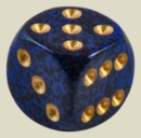 Игральная кость 12 мм Спектлз (пластик, синяя с золотыми точками, 1 шт)